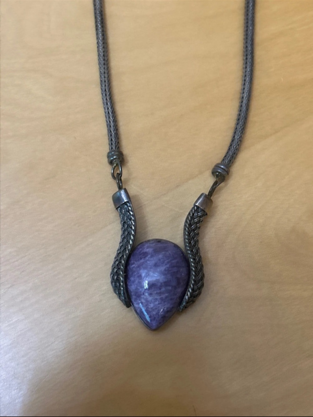 Vintage Sajen 925 Sterling Silver Necklace with Amethyst Pendant - Picture 5 of 6